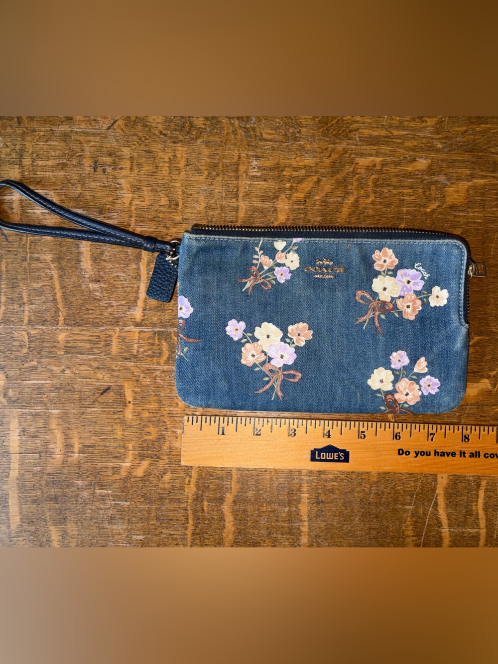 Y2K Coach denim flower double zip wristlet - Picture 6 of 7
